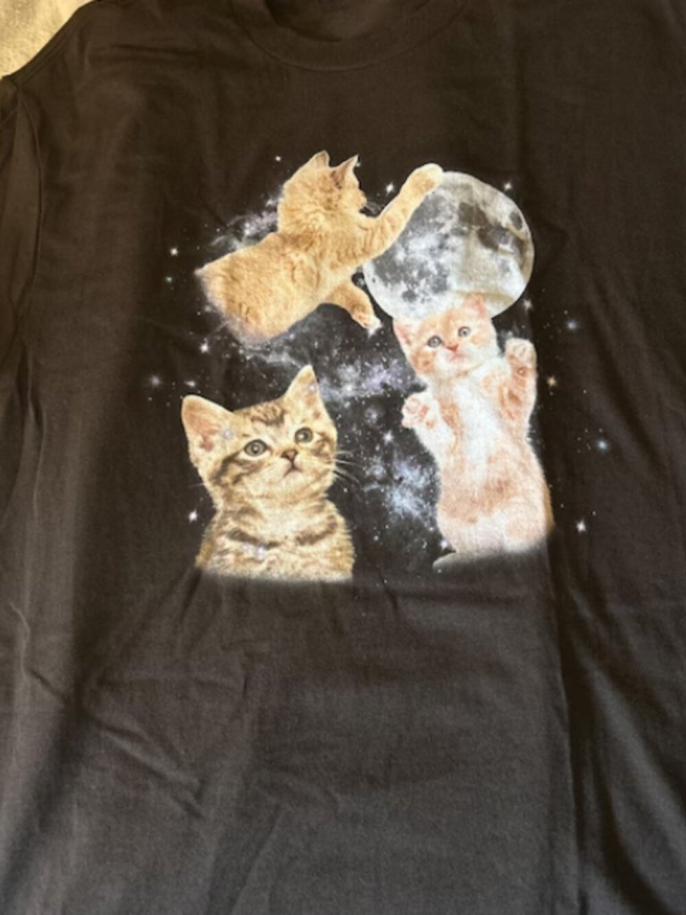 Vintage 90'S Cat Funny Black Graphic T-Shirt-Size L